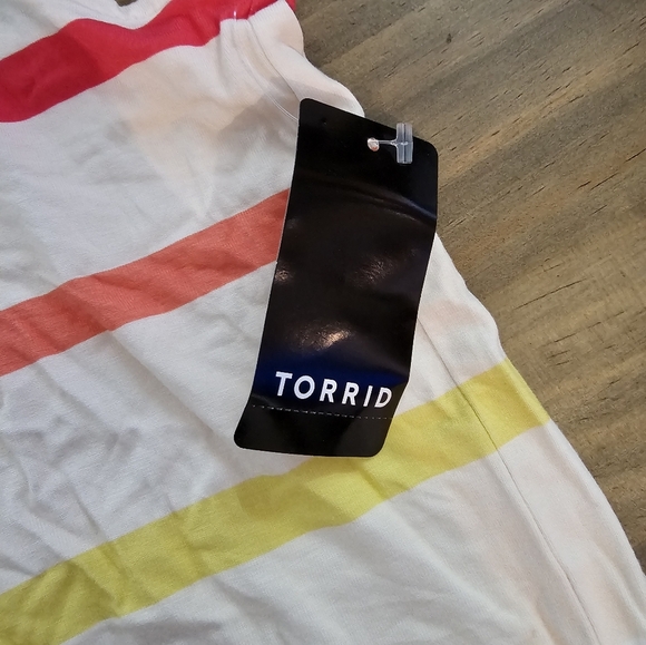 Torrid 2 Plus Size Perfect Super Soft V-Neck Tank Light Pink Multi Striped Top - Picture 5 of 6